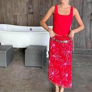 Red flower skirt